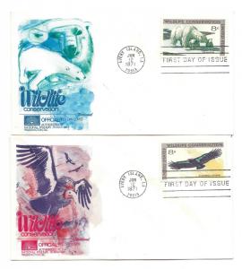 1427-30 Wildlife Conservation Fleetwood 4 single, FDCs