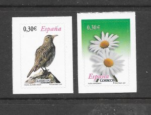 BIRDS - SPAIN #3522-3 BIRD & FLOWER  MNH