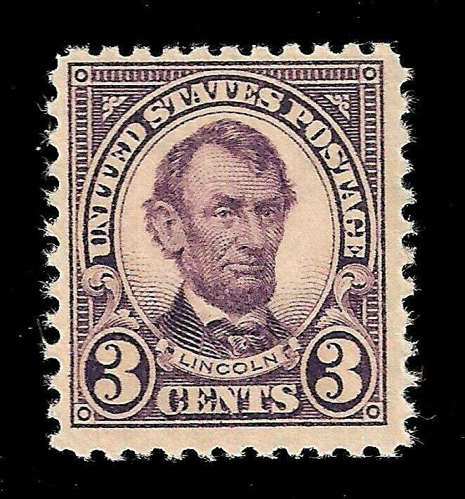 US 1922 Sc # 555 3 c Lincoln Mint NH - Crisp Color 