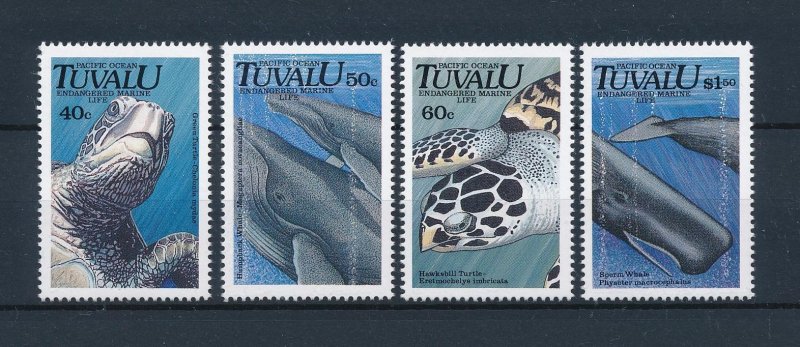 [48057] Tuvalu 1991 Marine life turtles whales  MNH