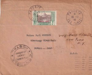 1941, Papeete, Tahiti to Powell, OH Forwarded New York, See Remark (C4529)