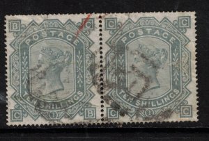 Great Britain #74 (SG #128) Very Fine Used Rare Pair With Maltese Cross Cancel