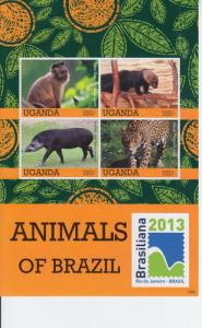 2013 Uganda - Animals of Brazil MS4 (Scott 2087) MNH