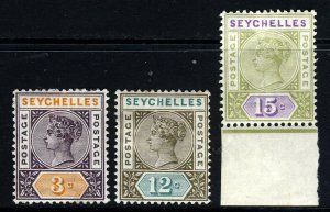 SEYCHELLES QV 1893 New Values Die II Wmk Crown CA Group SG 22 to SG 24 MINT