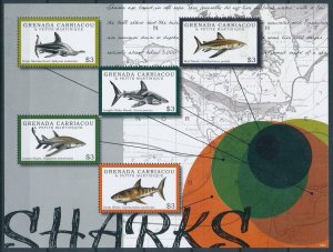 [109165] Carriacou & Petite Martinique 2012 Marine life Sharks Mini sheet MNH