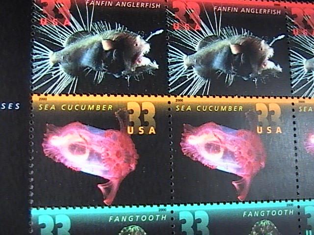 U.S.# 3399-3402-MINT/NEVER HINGED-PANE OF 20-DEEP SEA CREATURES--2000