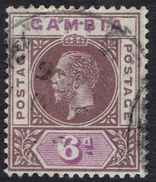 GAMBIA 1921 KGV 6D WMK MULTI SCRIPT CA USED 