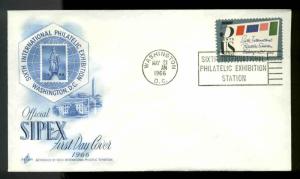 1310 SIPEX FDC SHOW CANCEL WASHINGTON, DC BLUE ARTCRAFT SEVERE #1C CACHET