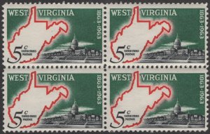 SC#1232 5¢ West Virginia Statehood Issue Block of Four (1963) OG/NH*