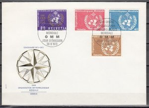Switzerland, Scott cat. 8o10-8o13. Weather-United Nations. First day cover. ^