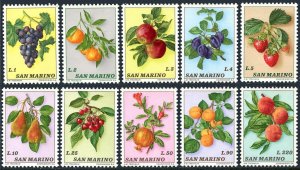 San Marino 804-813, hinged. Mi 1031-1040. Fruits 1973: Grapes,Tangerines,Apples,