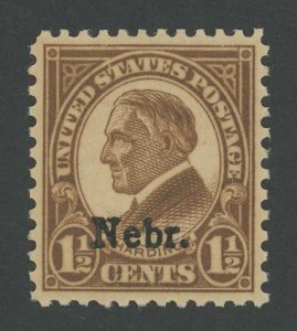 USA 670 - 1.5 cent Nebraska Overprint - VF/XF Mint never hinged & sound
