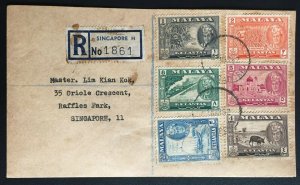 MALAYA FED 1962 KELANTAN Definitive Registered FDC cancelled in Singapore M3255