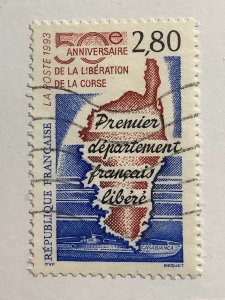 France 1993 Scott 2372 used - 2.80fr,  50th Anniv. of the Liberation of Corsica