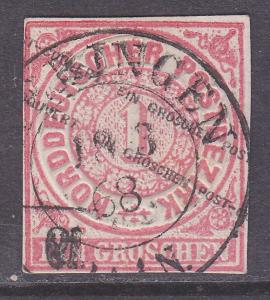 N German Confed sc#4 1868 1g Numeral env cut square used