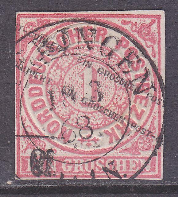 N German Confed sc#4 1868 1g Numeral env cut square used