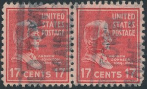 US 822 17 cent Presidential Issue; Used horizontal pair -- See details and scan