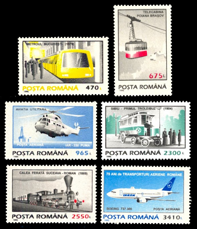 Romania 1995 Transportation Scott #4001-4006 Mint Never Hinged