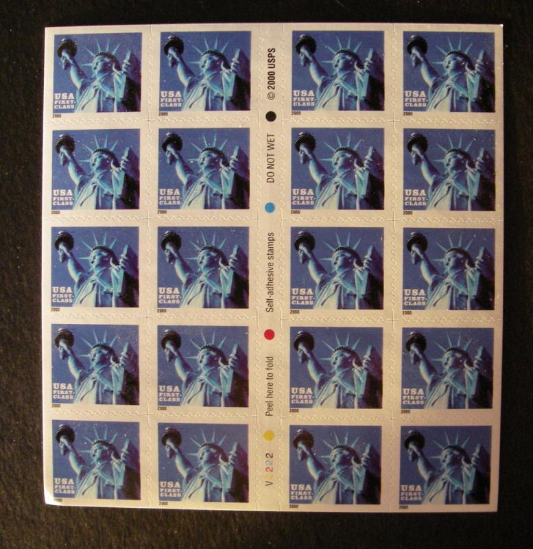 Scott 3451a, nondenominated 34c Liberty , Booklet of 20, #V2222, MNH Beauty