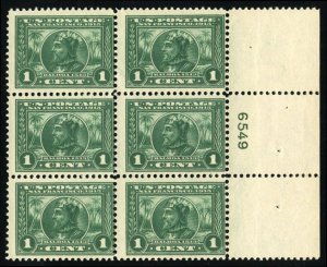 United States, 1910-30 #397 Cat$450, 1913 1c green, right margin plate number...