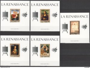 Lx433 Imperf 2013 Togo Art Paintings Renaissance Uv Cardboard 5Bl Mnh