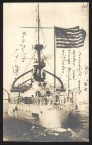USA 1906  USS Kentucky Ship RPPC Cover USED Hamburg Germany 112920