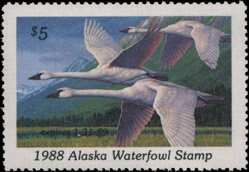 ALASKA #4 1988 STATE DUCK TRUMPERTER SWAN by Jim Beaudoin