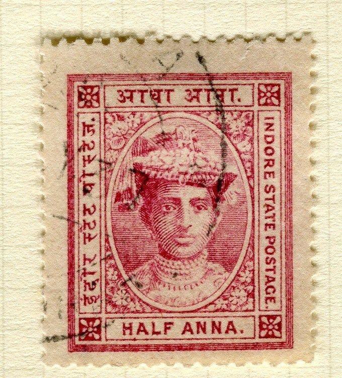 INDIA;   INDORE 1904 early Holkar III issue fine used 1/2a. value