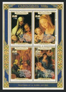 Aitutaki B43 ad sheet,MNH.Mi Bl.67. Pope John Paul II visit,1986.Durer.