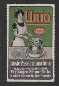 Germany - Unio Brand Strainer & Ricing Machine Large Advertising Stamp - MH OG 