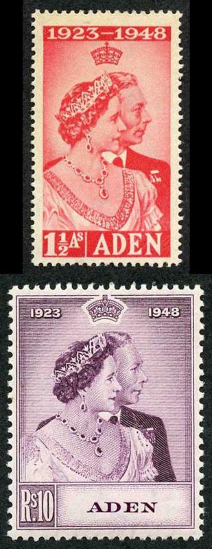 Aden SG30/31 1948 Silver Wedding (low value toned) M/Mint