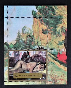 FUJEIRA 1972 PAINTING BY PAUL GAUGUIN Souvenir Sheet CTO