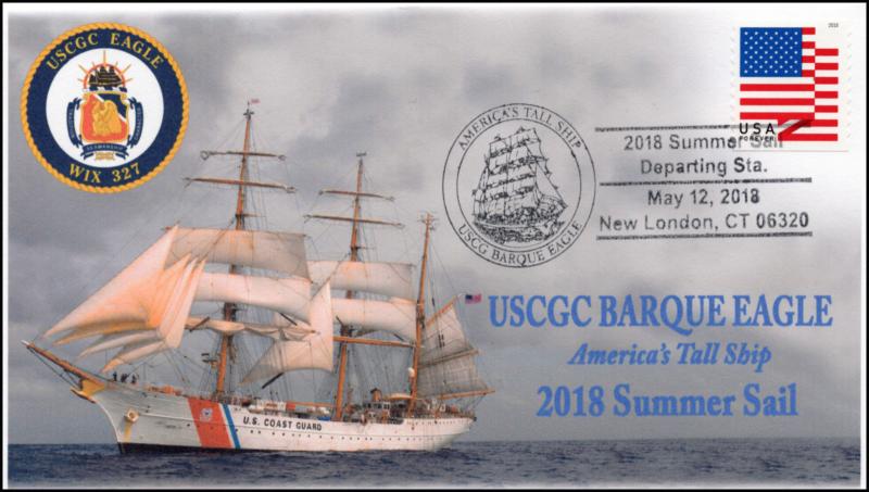 18-115, 2018, USCGC Barque Eagle, Tall Ship, Summer Sail, Pictorial, Event Cover