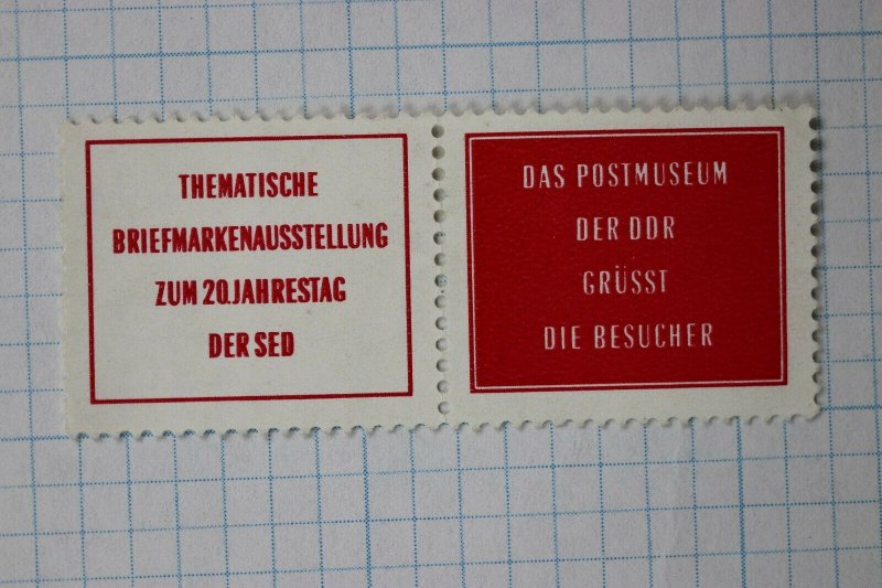 Topical stamp Exhibition German Philatelic Museum Poster ad Label pair charity?