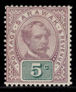 SARAWAK QV SG12, 5c purple & green, M MINT. Cat £45.