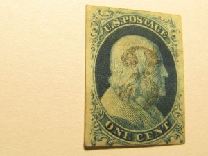US Stamps Scott #7, Used, SCV $180.00 for: B Relief from PLATE 2, w/Certificate,
