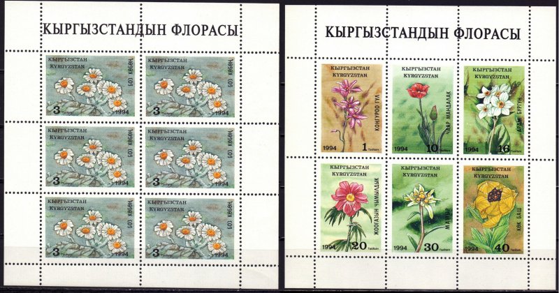 Kyrgyzstan. 1994. klb 29-35. Flowers flora. MNH.