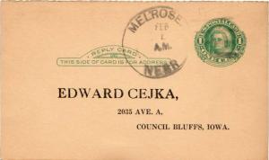 United States Nebraska Melrose c1933 4c-bar  1910-1935  Postal Card.