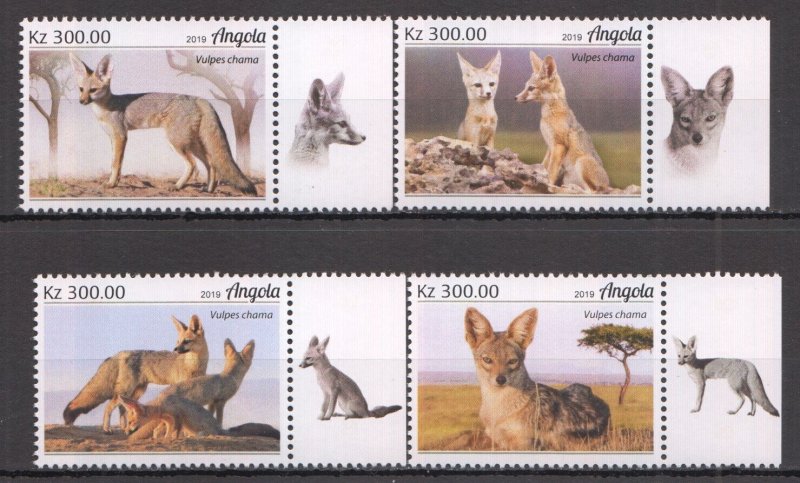 Wb0644 2019 Angola Foxes Wild Animals Fauna #2295-2298 1Set Mnh