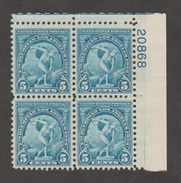 U.S. Scott Scott #719 Olympic Discus Thrower Stamp - Mint NH Plate Block