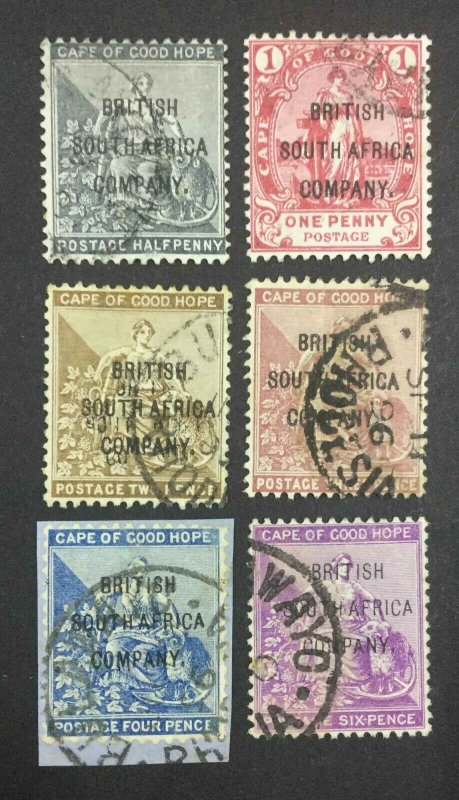 MOMEN: RHODESIA SG #58-63 1896 USED £255 LOT #63998