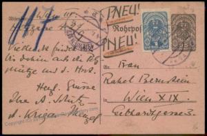 Austria 1921 Deutsch-Oesterreich Upfranked Rohrpost Pneumatic Mail Cover P 66886