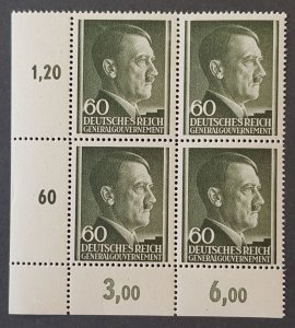 GERMANY THIRD 3rd REICH WWII OCC POLAND GENERAL GOVERNMENT BLOCK HITLER MNH