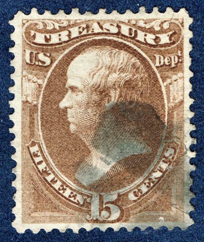 [0915] 1873 Scott#O78 used 15¢ brown cv :$12