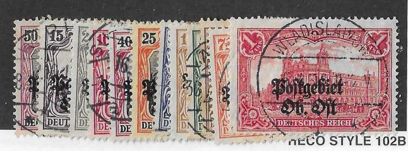 Russia Sc #1N1-12  German occupation complete set of 12 used VF