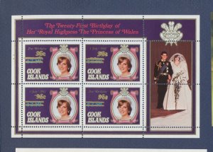 COOK ISLANDS - Scott 739 Surcharge of 96ct   - MNH S/S - Princess Diana - 1983 -