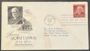 GEORGE EASTMAN #1062 JUL 12, 1954 ROCHESTER NY FIRST DAY COVER (FDC) BX5