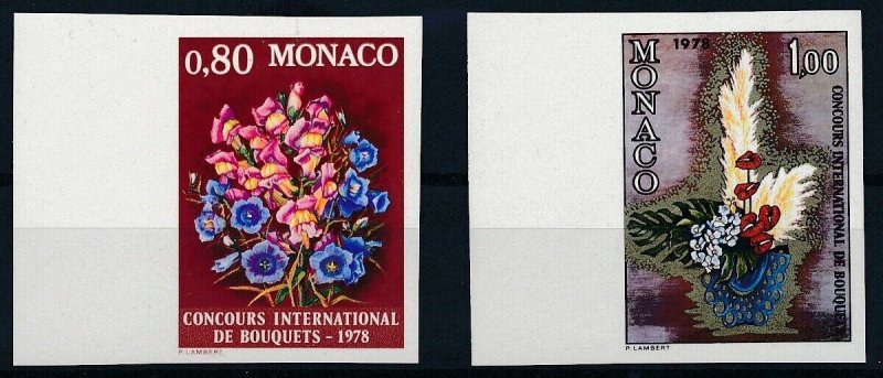 [I2178] Monaco 1977 Flowers good set of stamps pair very fine MNH imperf $30