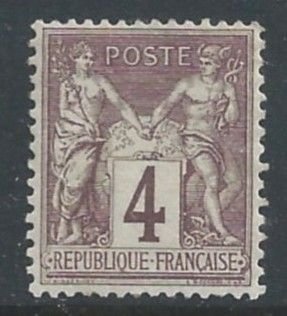France #90a MH 4c Peace & Commerce - Type II - Violet Brown