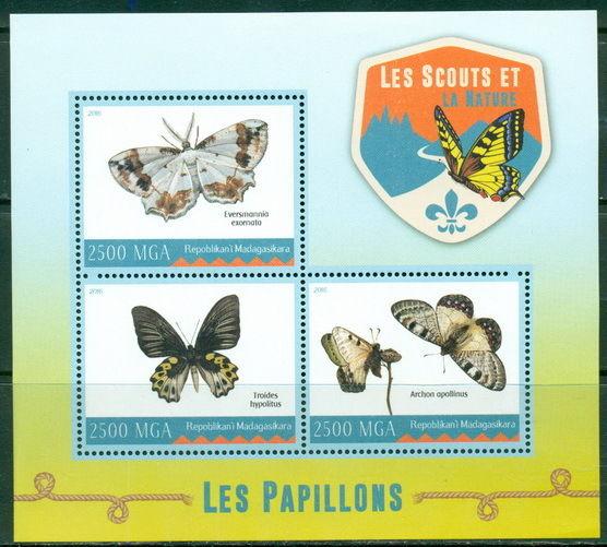 Boy Scouts Butterflies Fauna Insects Scouting Madagascar MNH stamp set